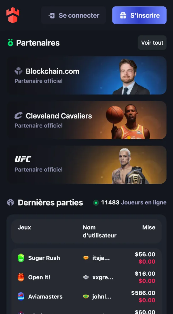 Le faux Andrew Tate Casino Vazowin affiche Blockchain.com, les Cleveland Cavaliers et l'UFC comme partenaires officiels, alors qu'aucune de ces marques n'a jamais valid&eacute; cette association.