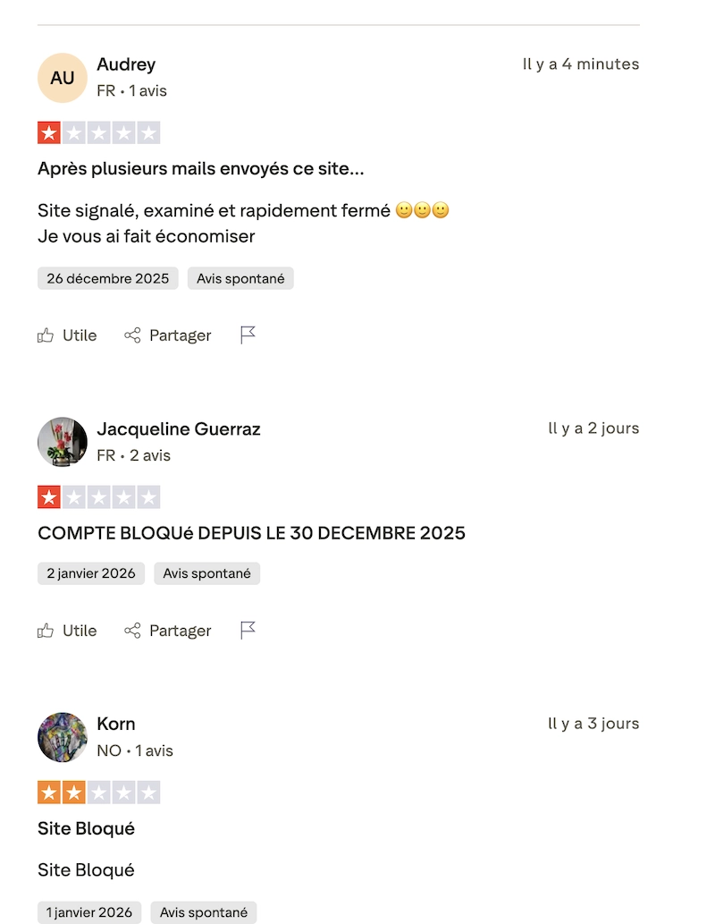 Avis n&eacute;gatifs r&eacute;cents de joueurs sur Magical Spin Casino montrant des comptes bloqu&eacute;s fin d&eacute;cembre 2025, un site ferm&eacute; apr&egrave;s signalement et plusieurs t&eacute;moignages indiquant que Magical Spin est d&eacute;sormais inaccessible